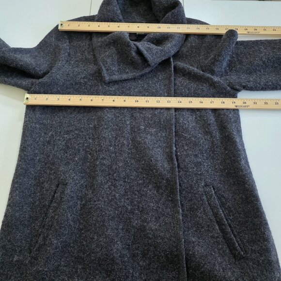 Paul Costelloe Cardigan Womens 10 Grey Assymetric Shawl Collar LS Pockets Wool - Picture 4 of 16